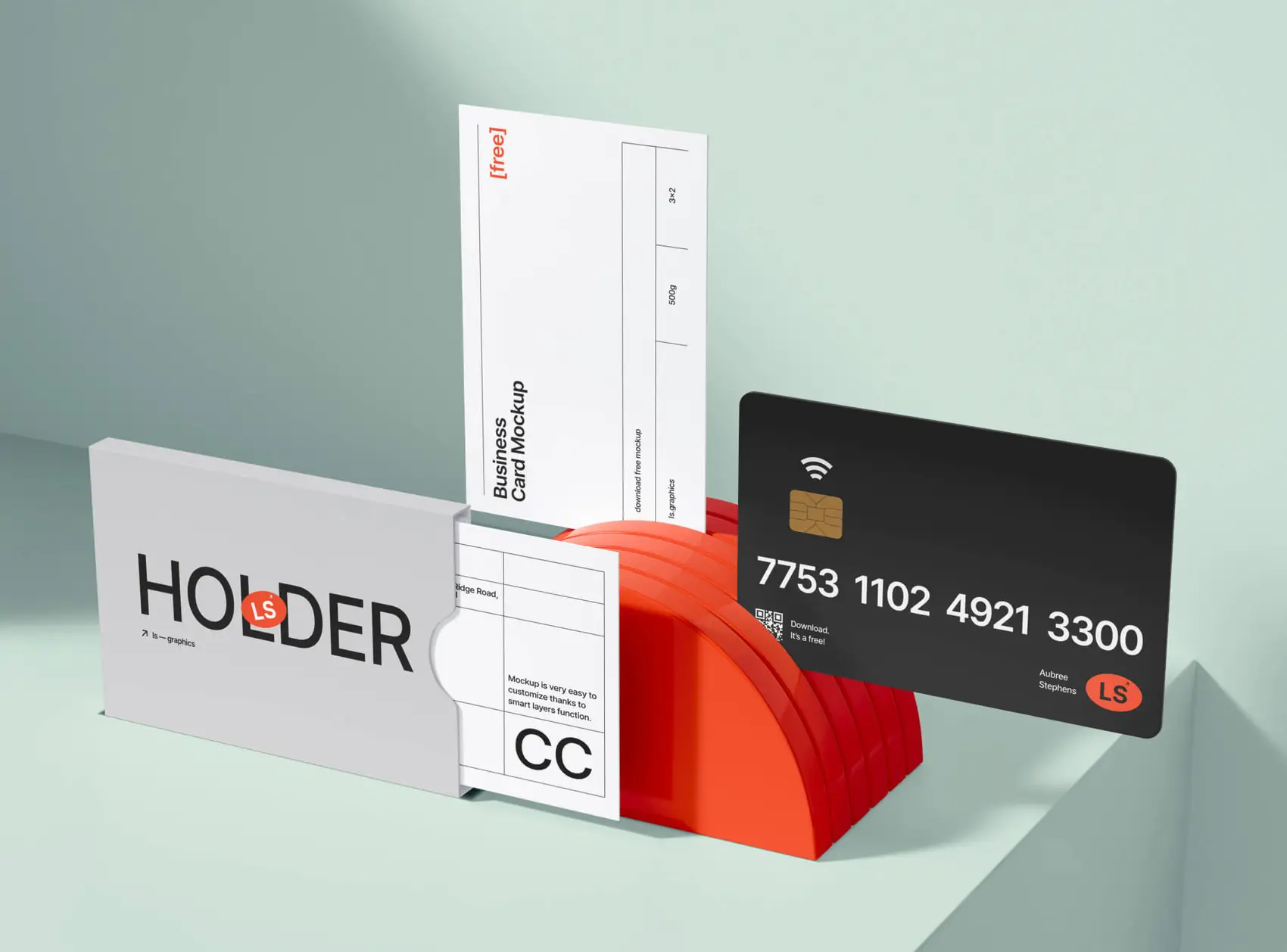 Card holder and credit card mockup