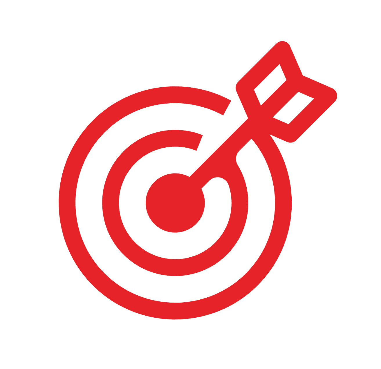 Red bullseye target with an arrow in the center, representing precision and goal achievement.