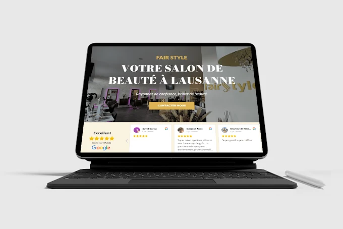 Refonte de site internet Fairstyle affichée sur tablette