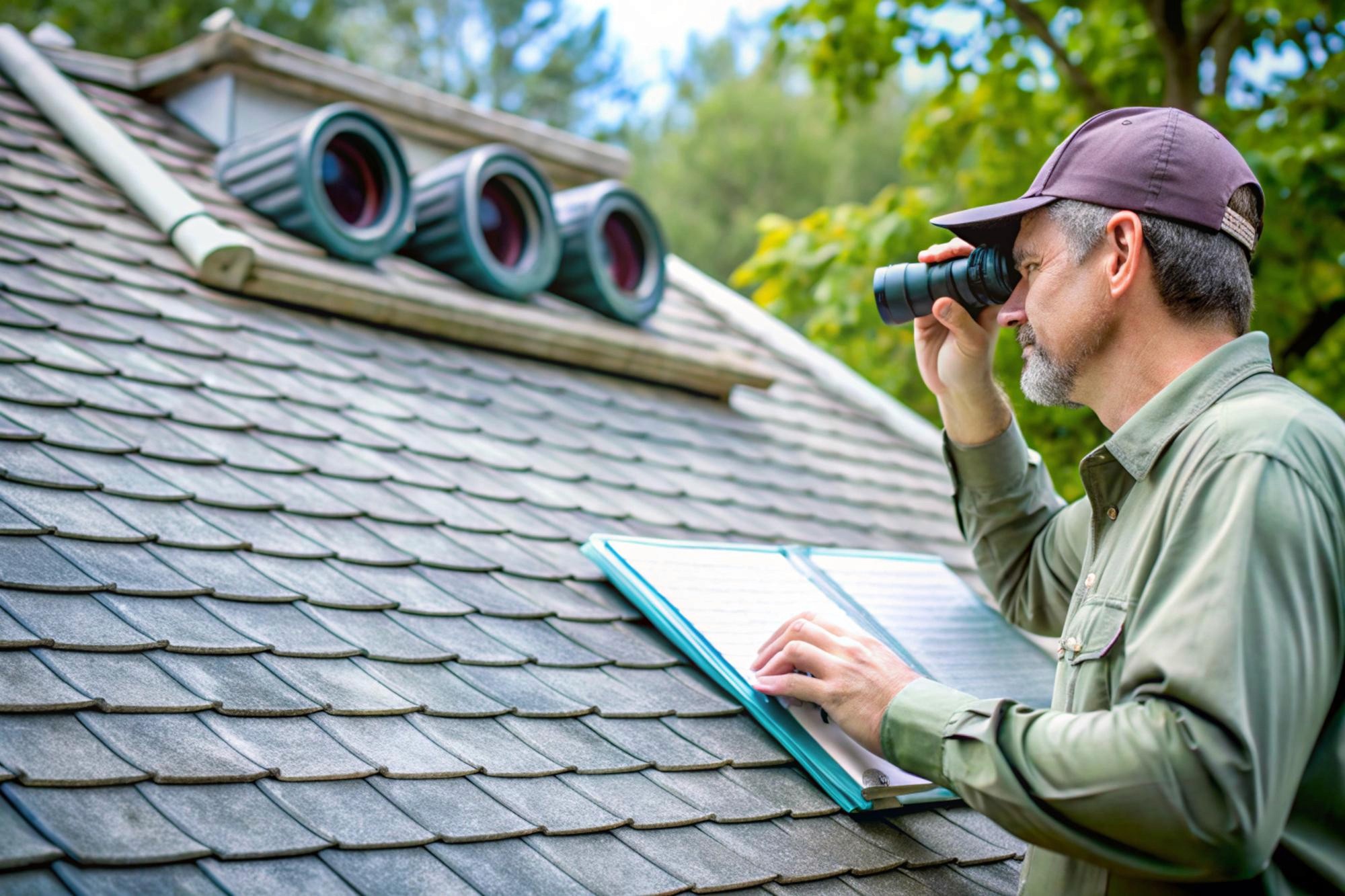 roofing contractor assessing the condition of roof