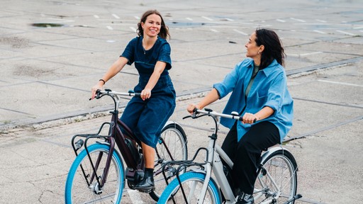 two girls cycling