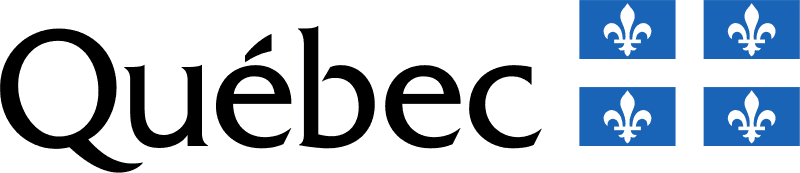 Logo du Gouvernement du Québec, avec le mot “Québec” et quatre fleurs de lys.