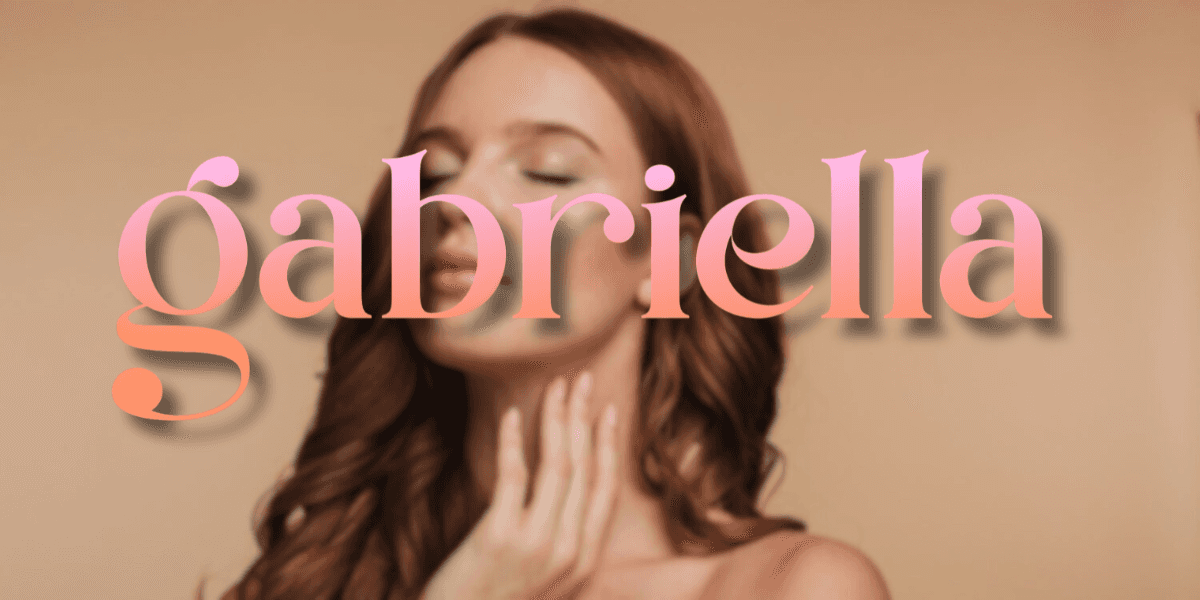 Gabriella K Beauty logo with a model showcasing healthy, glowing skin, emphasizing curated, intentional skincare routines for all ages.