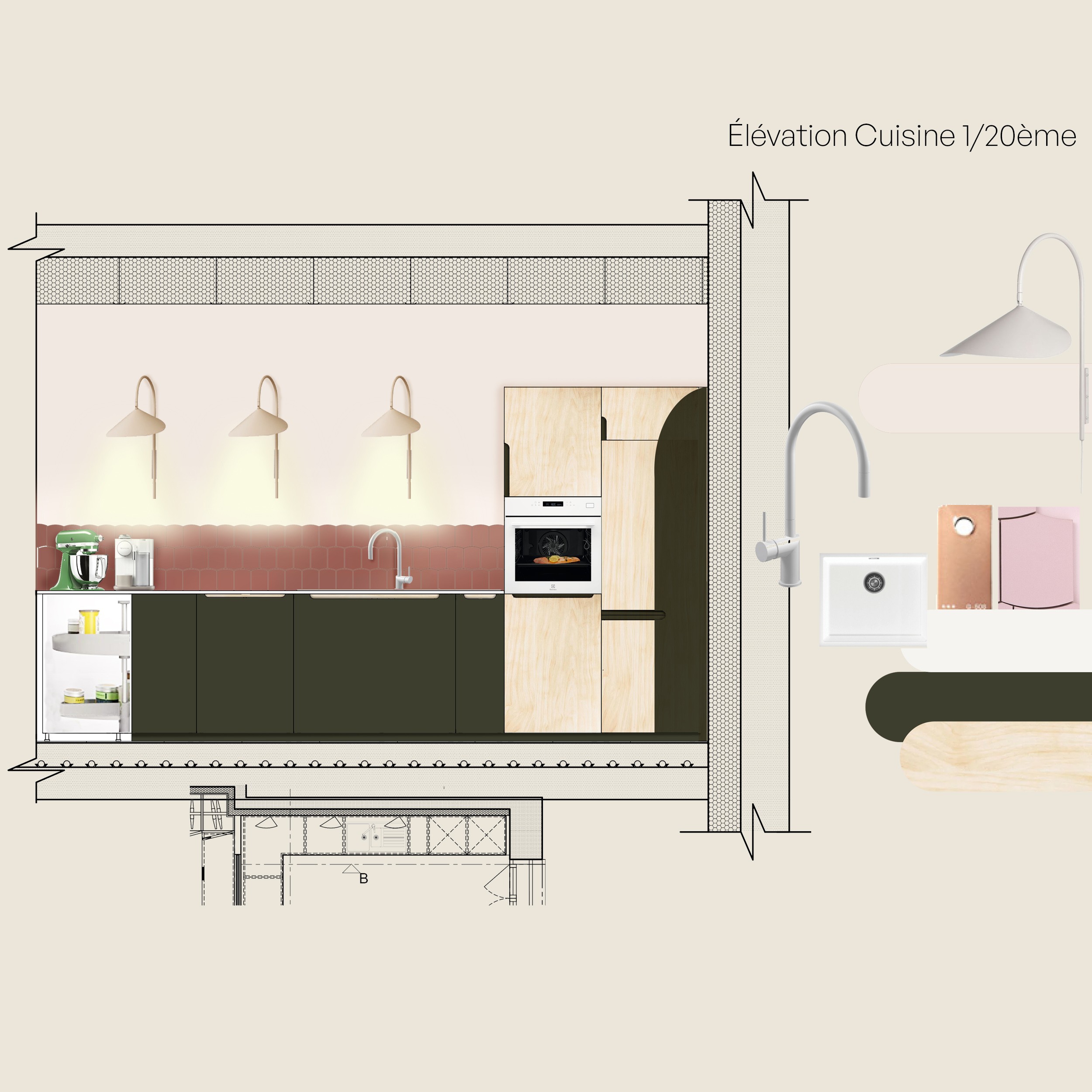 Plan d'élévation de la cuisine.