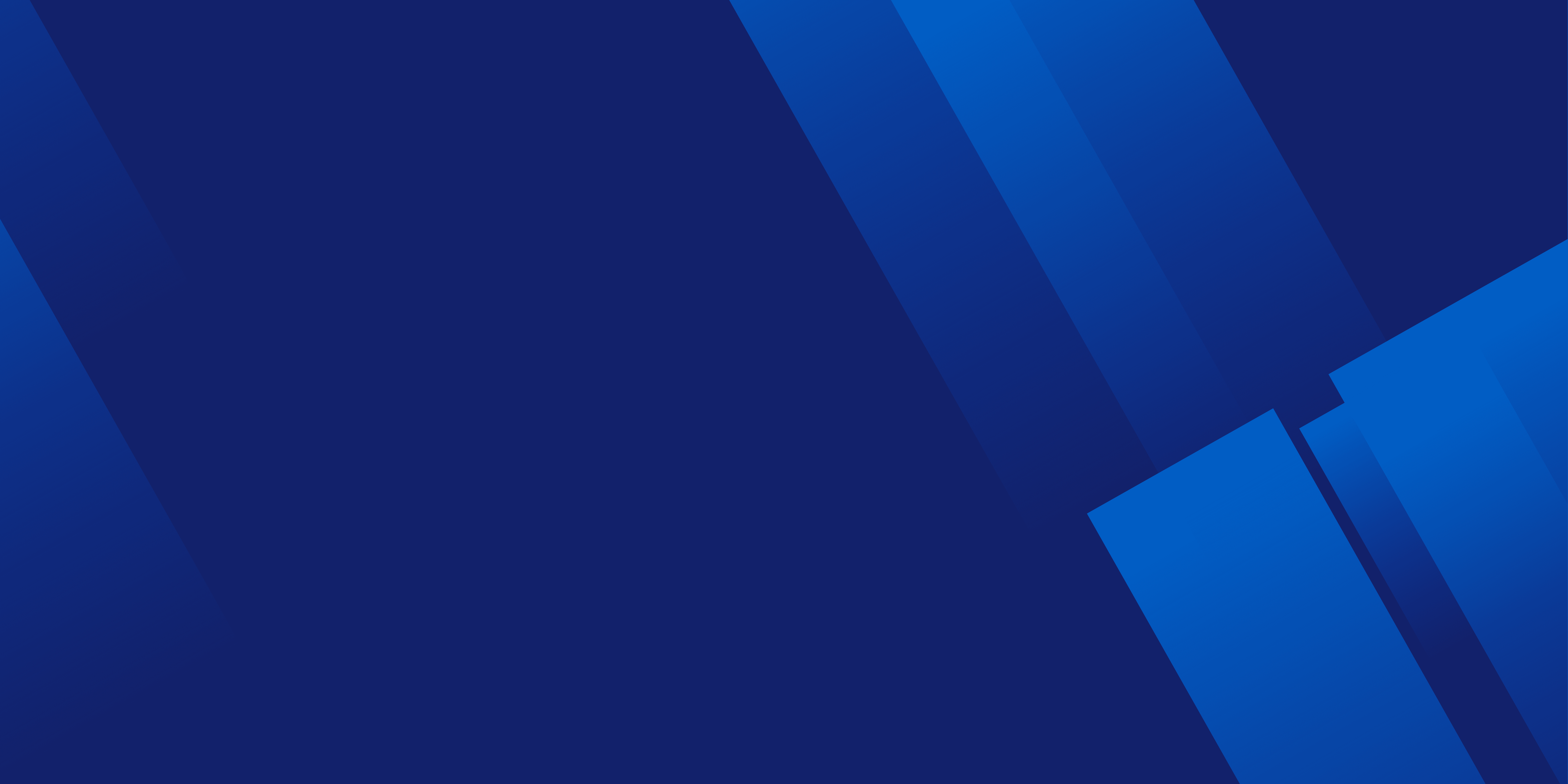 Abstract geometric background featuring overlapping diagonal blue rectangles and shapes in varying shades of navy and bright blue, creating a dynamic layered effect.