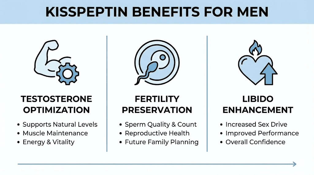 Kisspeptin benefits for men including testosterone fertility and libido