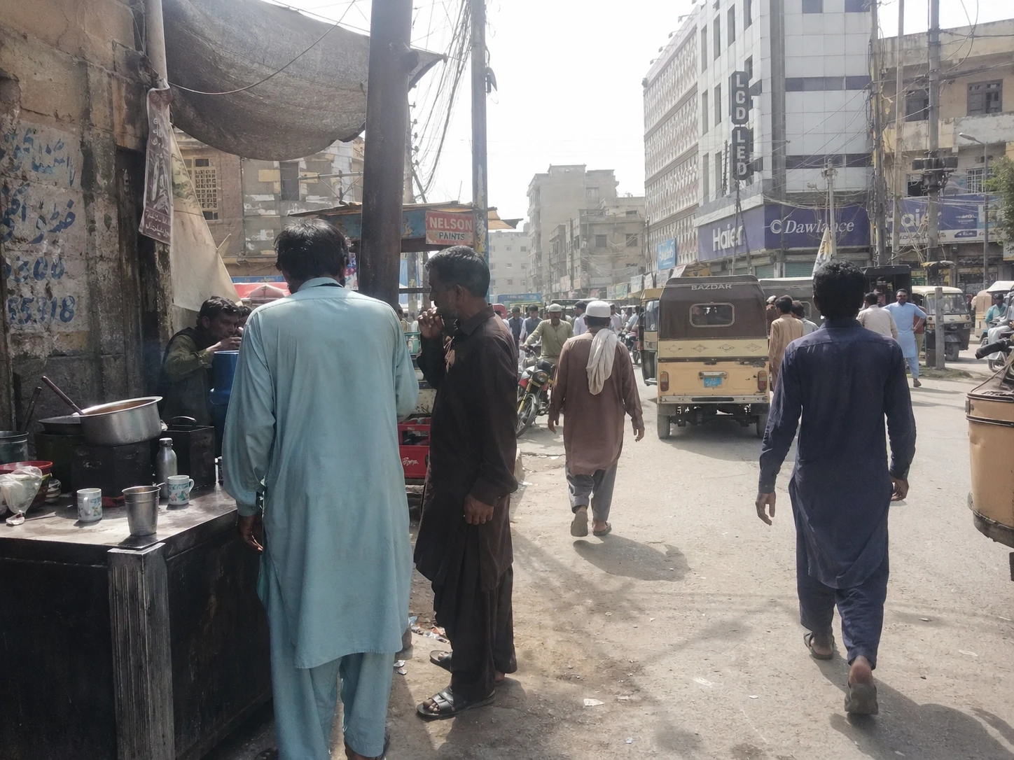 Crowded Karachi street in summer