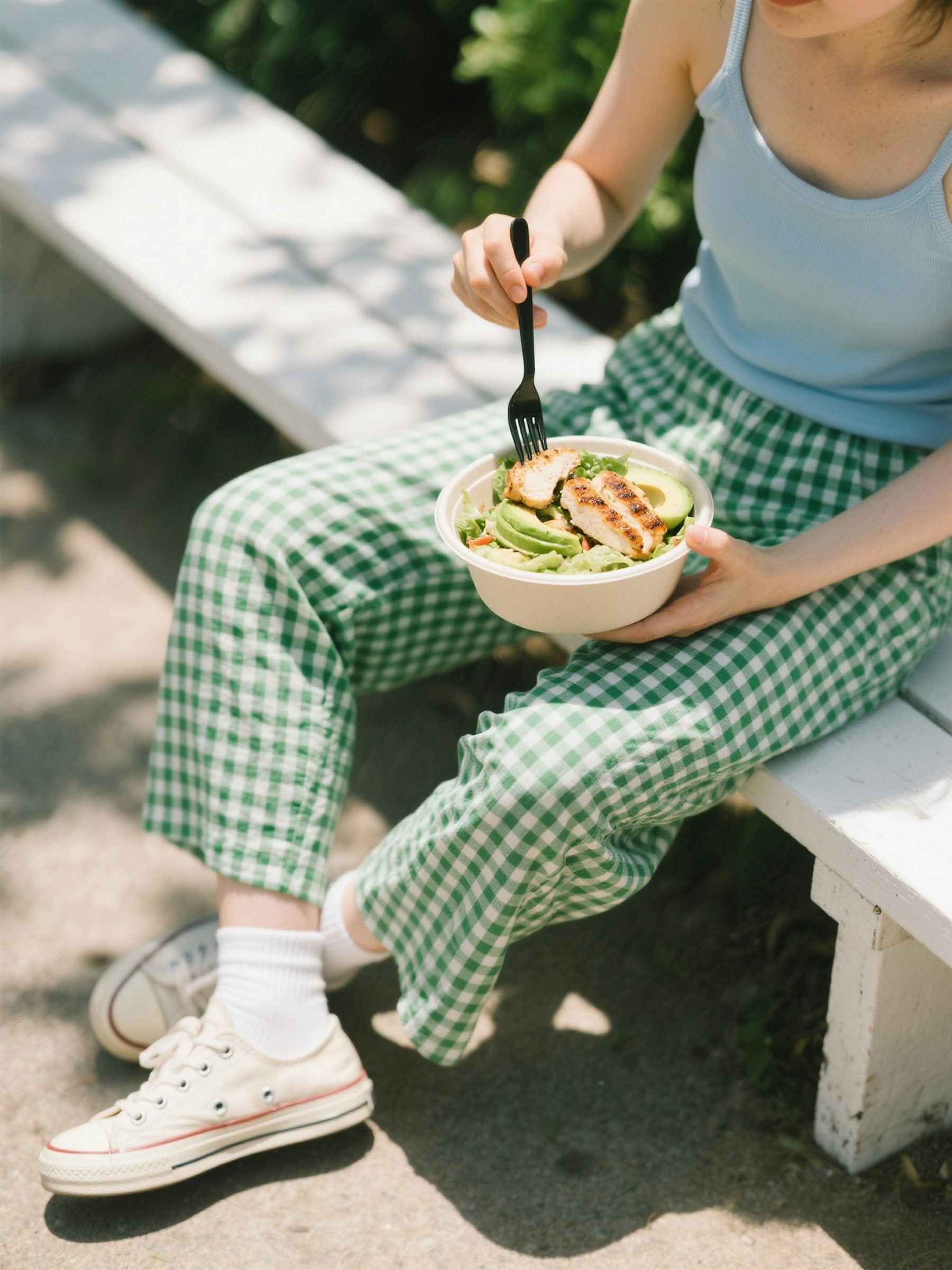 Person eating meal prep