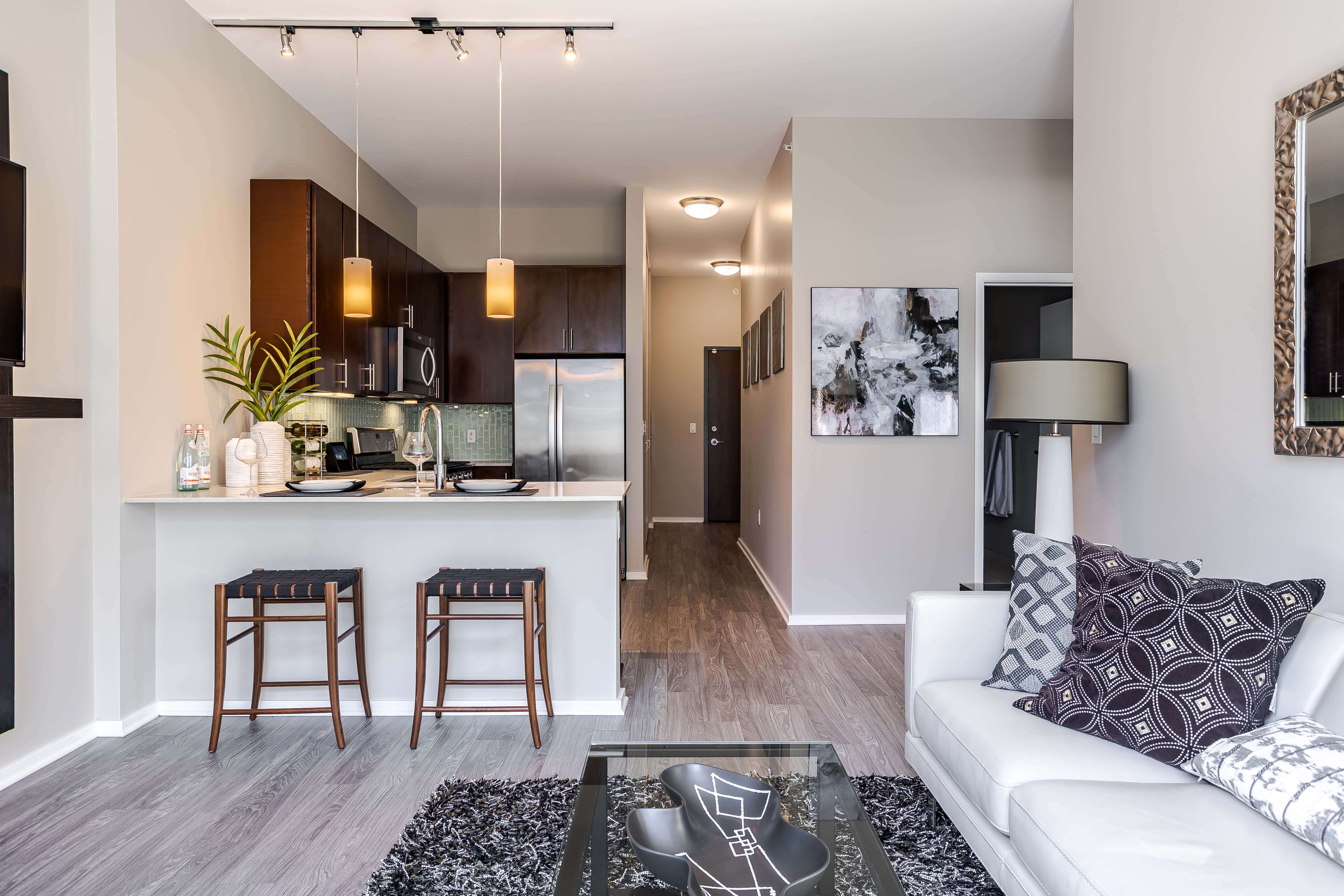 Large kitchen area at Catalyst West Loop Chicago apartments