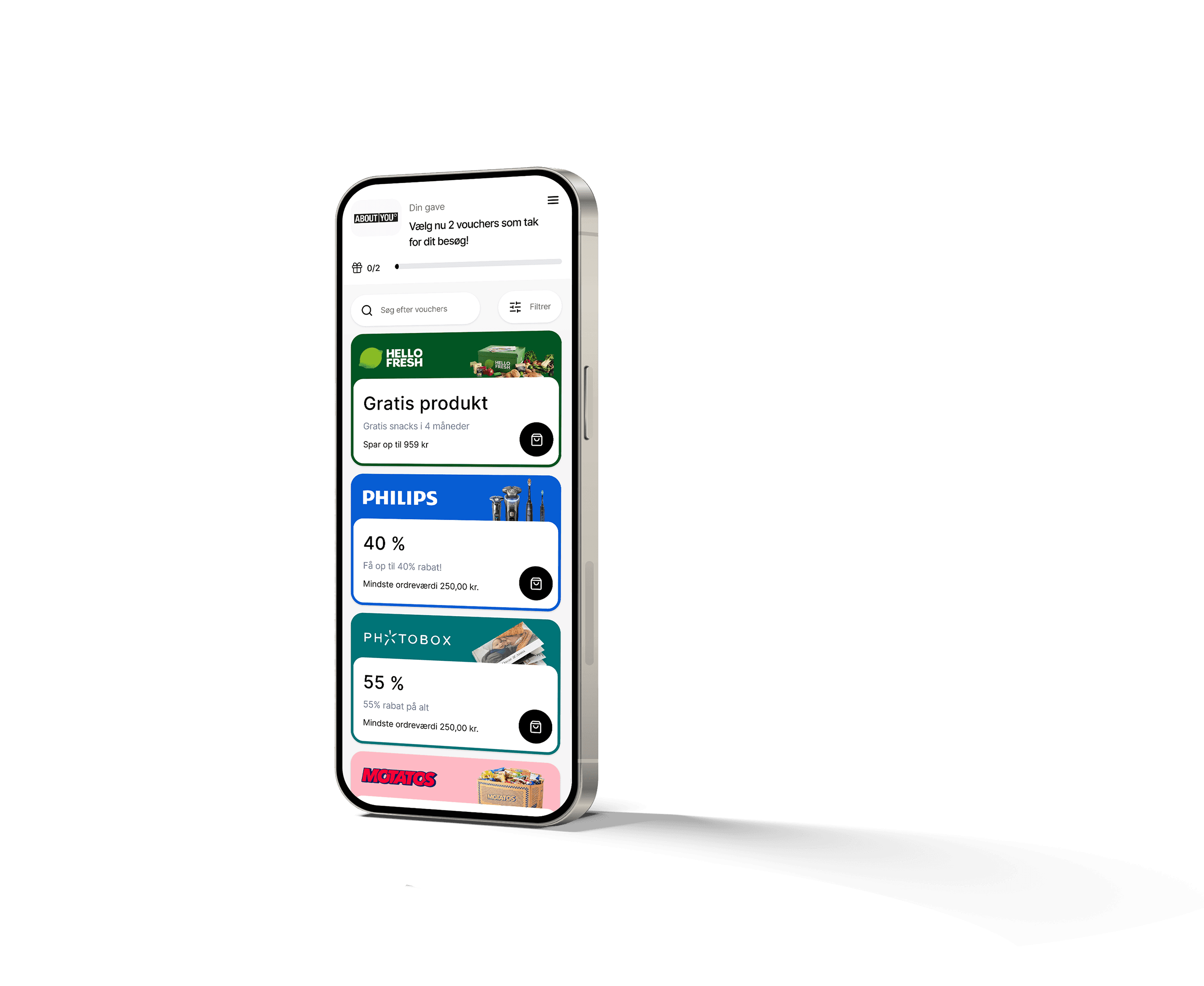 Smartphone der viser Sovendus Voucher Network produkt skærm