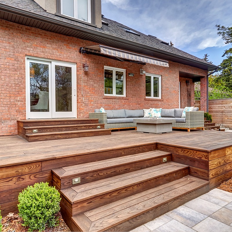 Thermory Benchmark Ash thermally modified real-wood decking with a natural exotic-brown finish