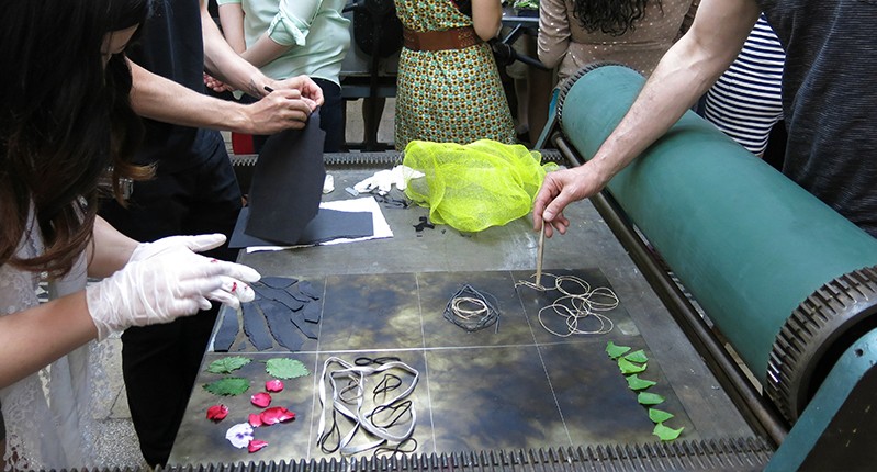 objects on a metal plate