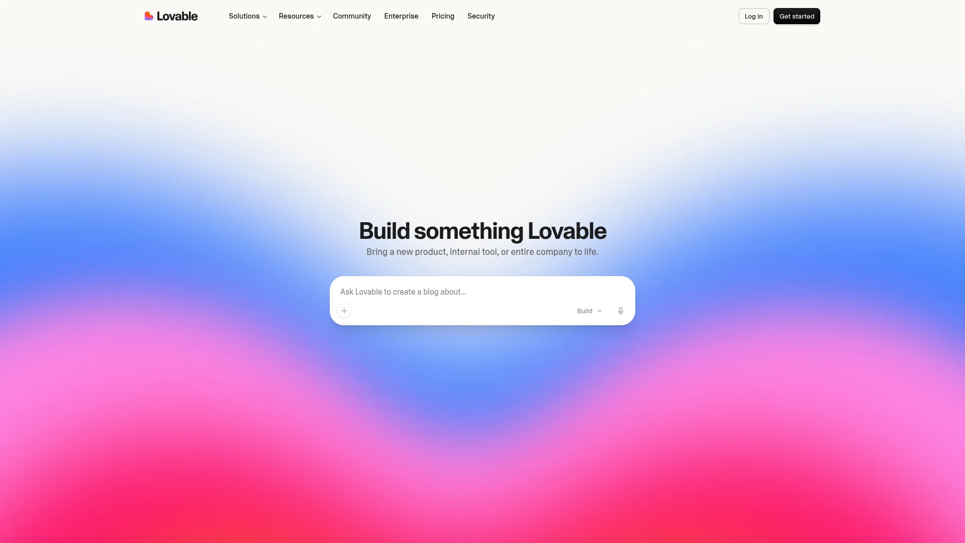 Lovable AI web app builder homepage