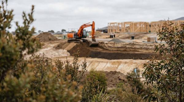 Excavator on a subdivision earthworks site, Sunshine Coast