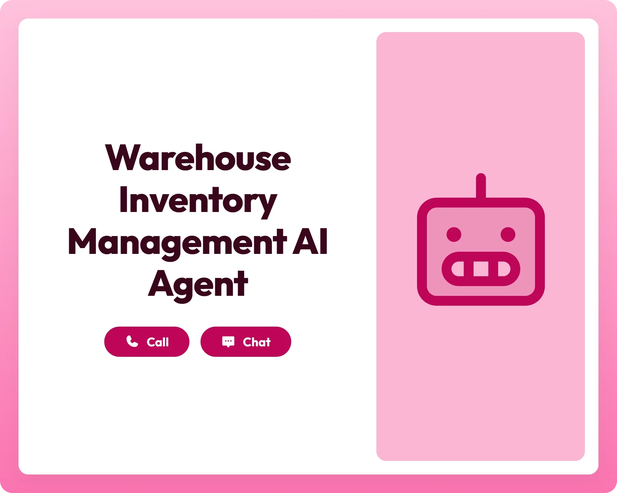 ai inventory agent supports call and chat with robot icon panel for efficient warehouse management