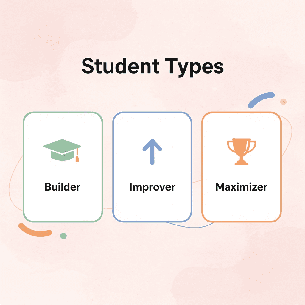  Infographic showing three ACT prep student types