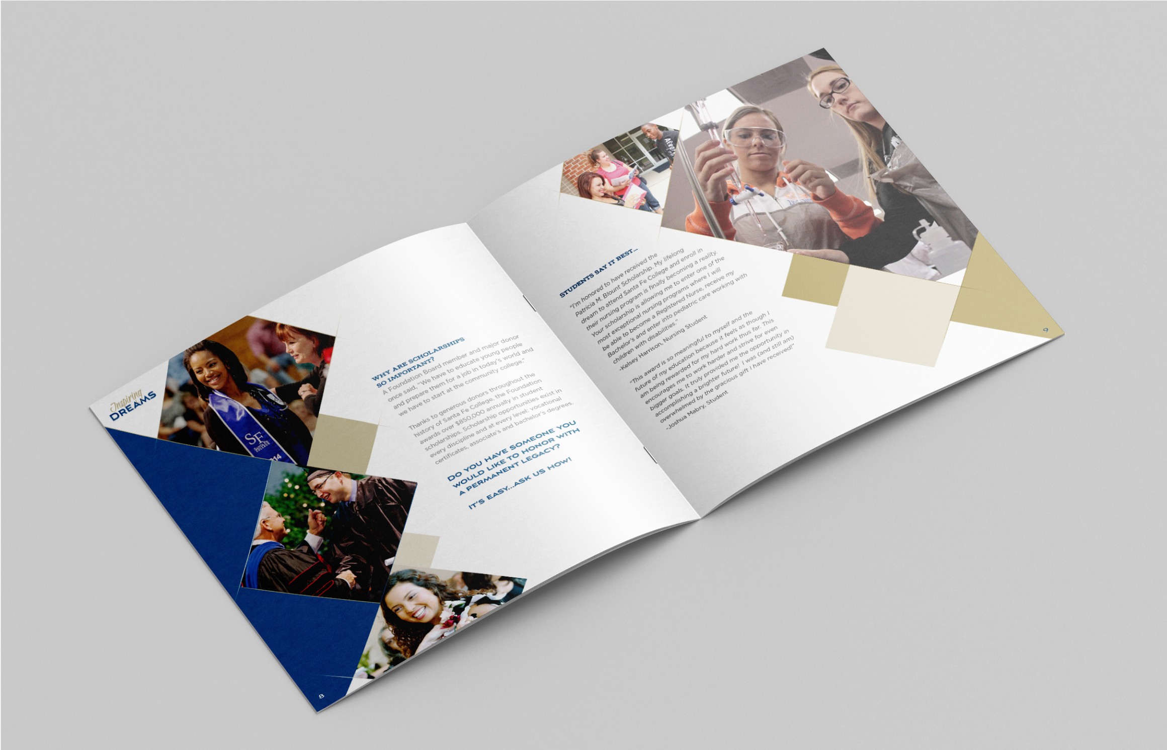 Interior spread design of a brochure.