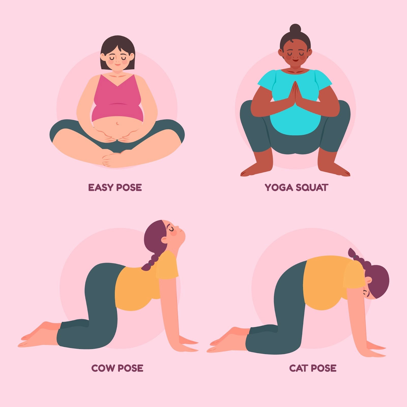 Pregnancy yoga poses easy cow cat squat