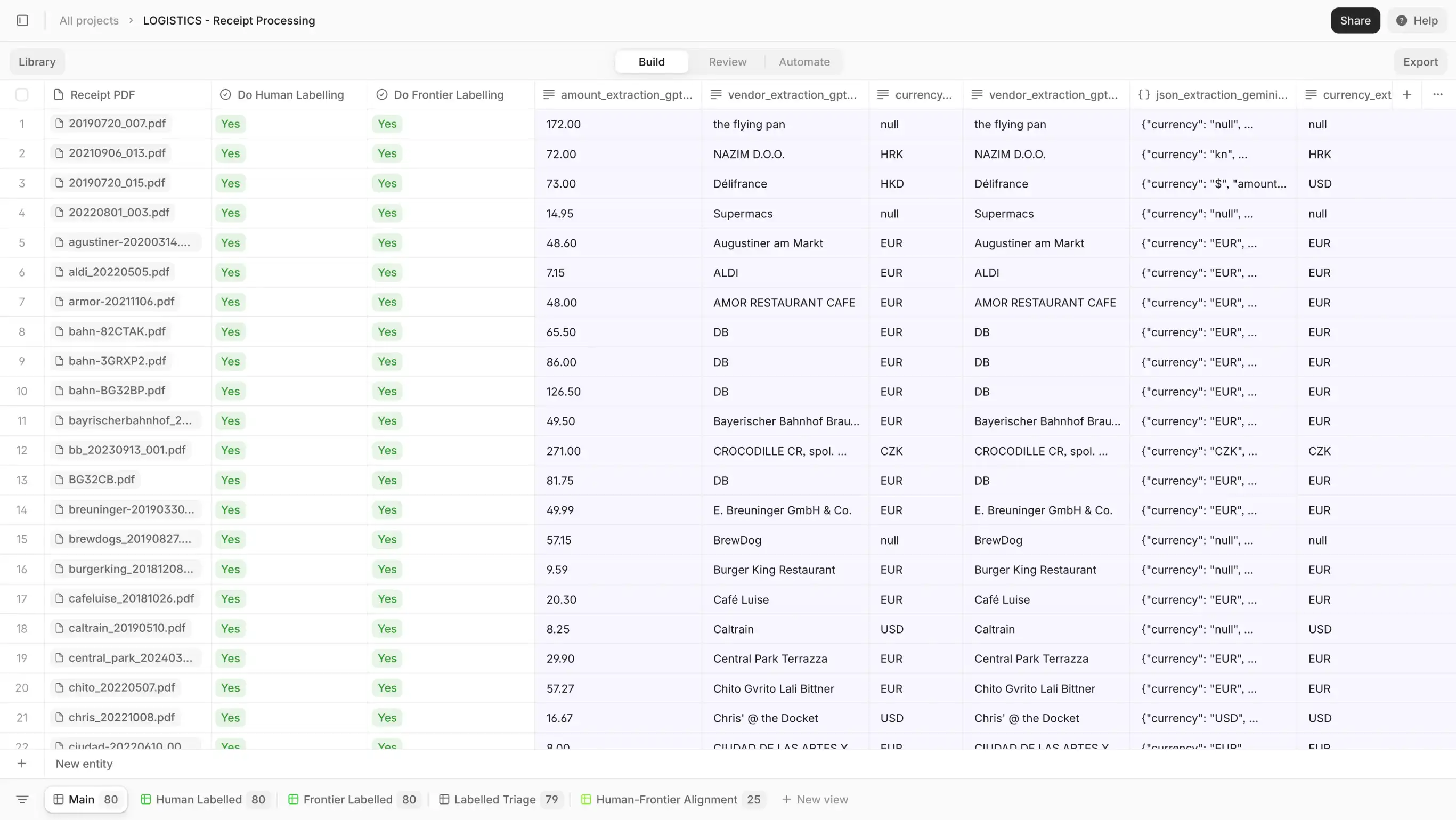 Receipt processing for logistics in V7 Go