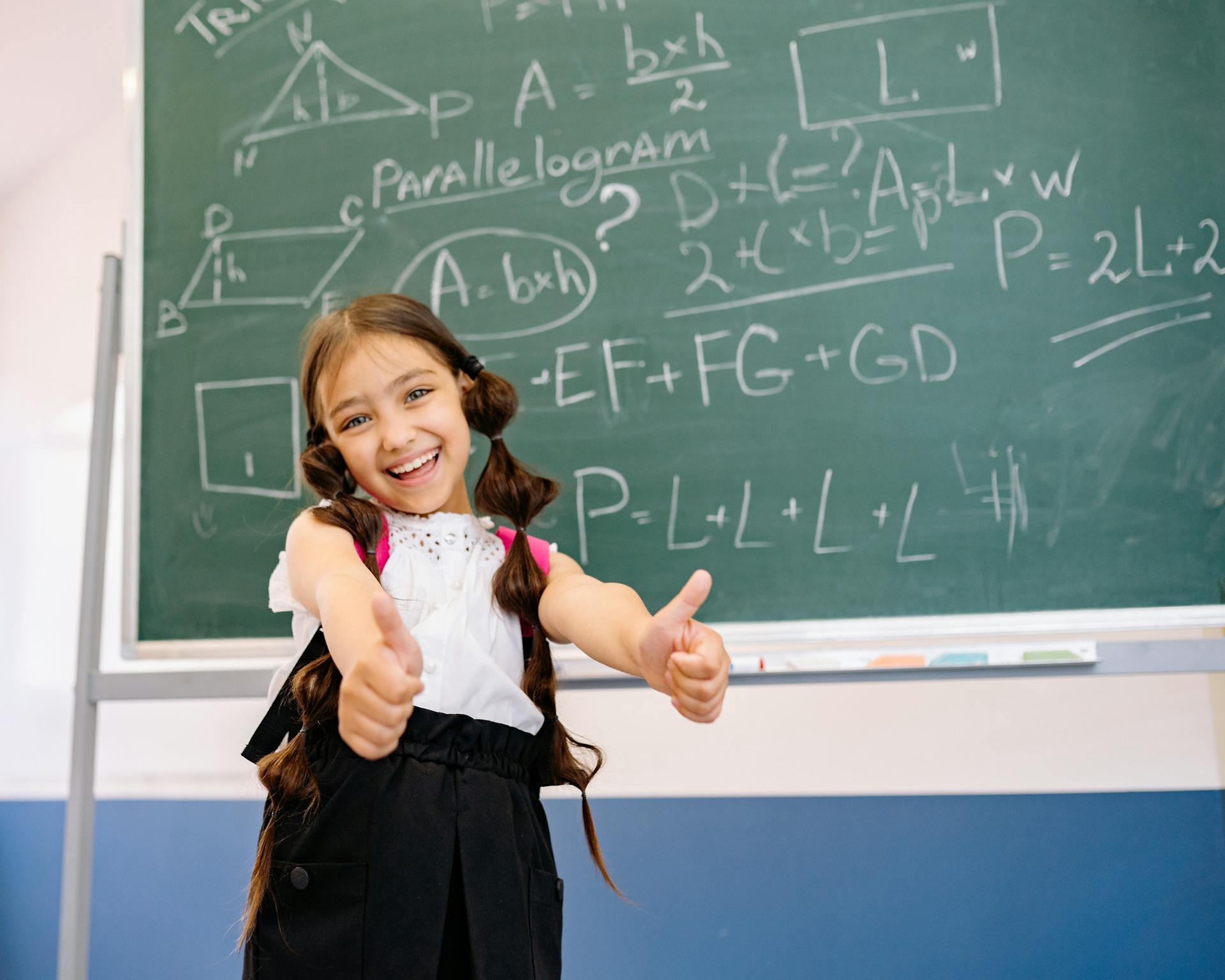Blackboard with math questions