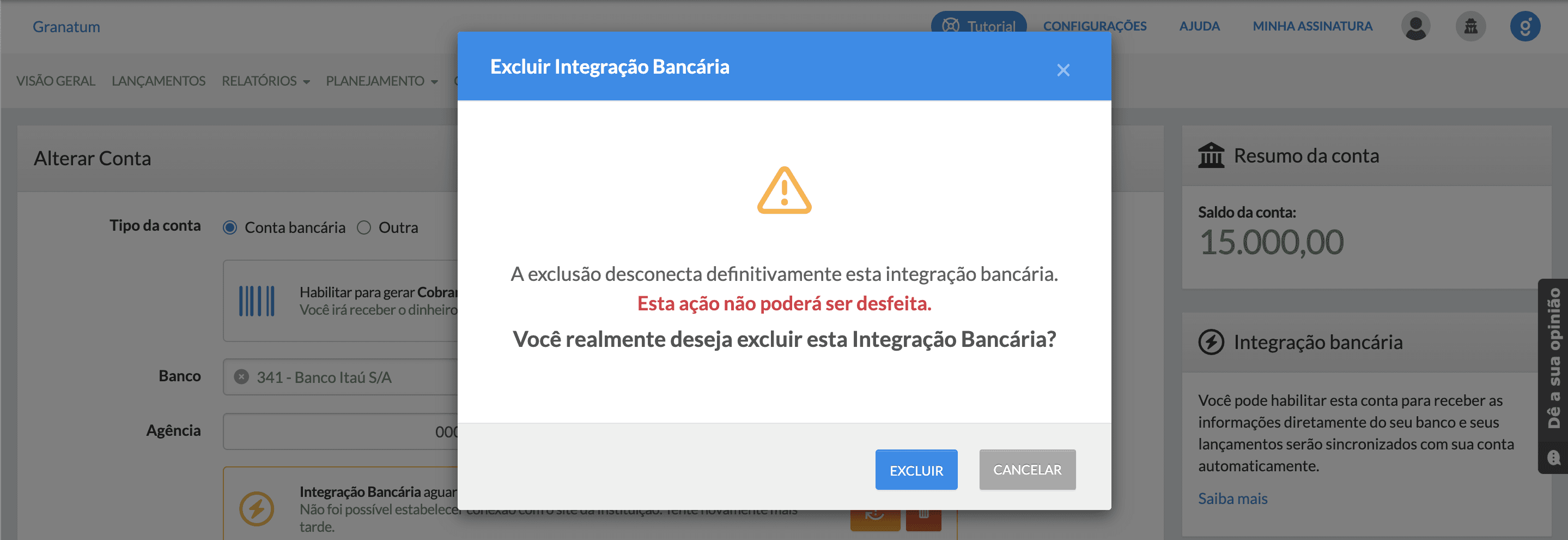 Exclusão de integrações bloqueadas ou incompletas por parte do usuário - Imagem 07