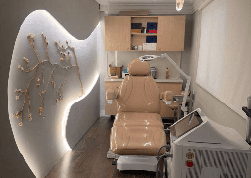 Woman receiving cosmetic skin treatment