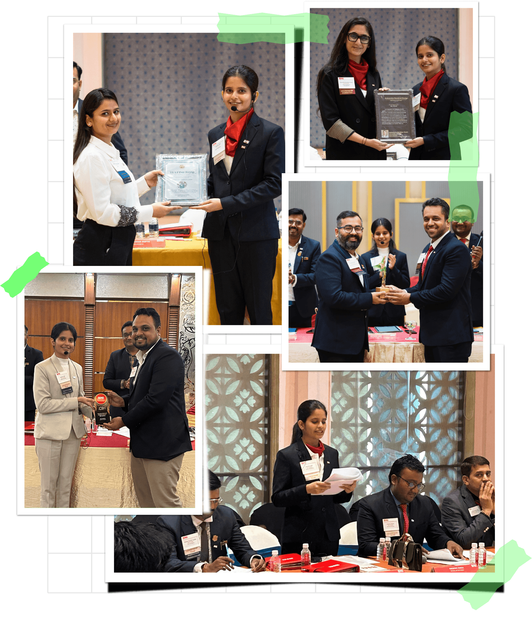 Eetisha Jain receiving recognition as BNI Karma Chapter President at a professional networking event