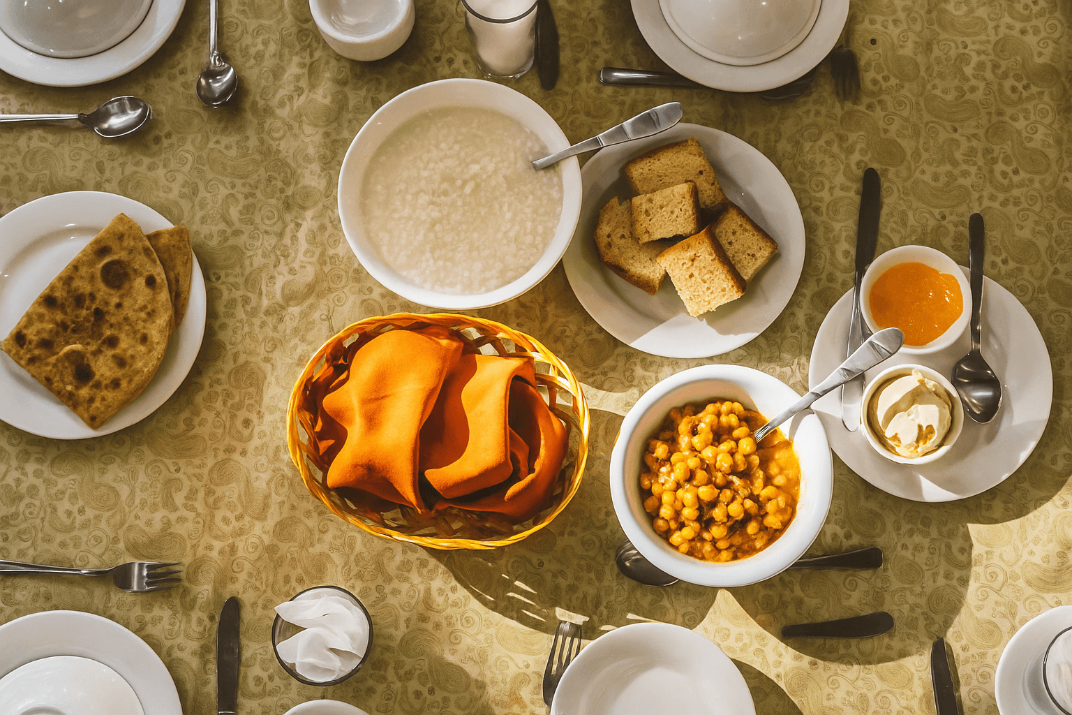 A couple in formal wedding attire embraces intimately in a vast.