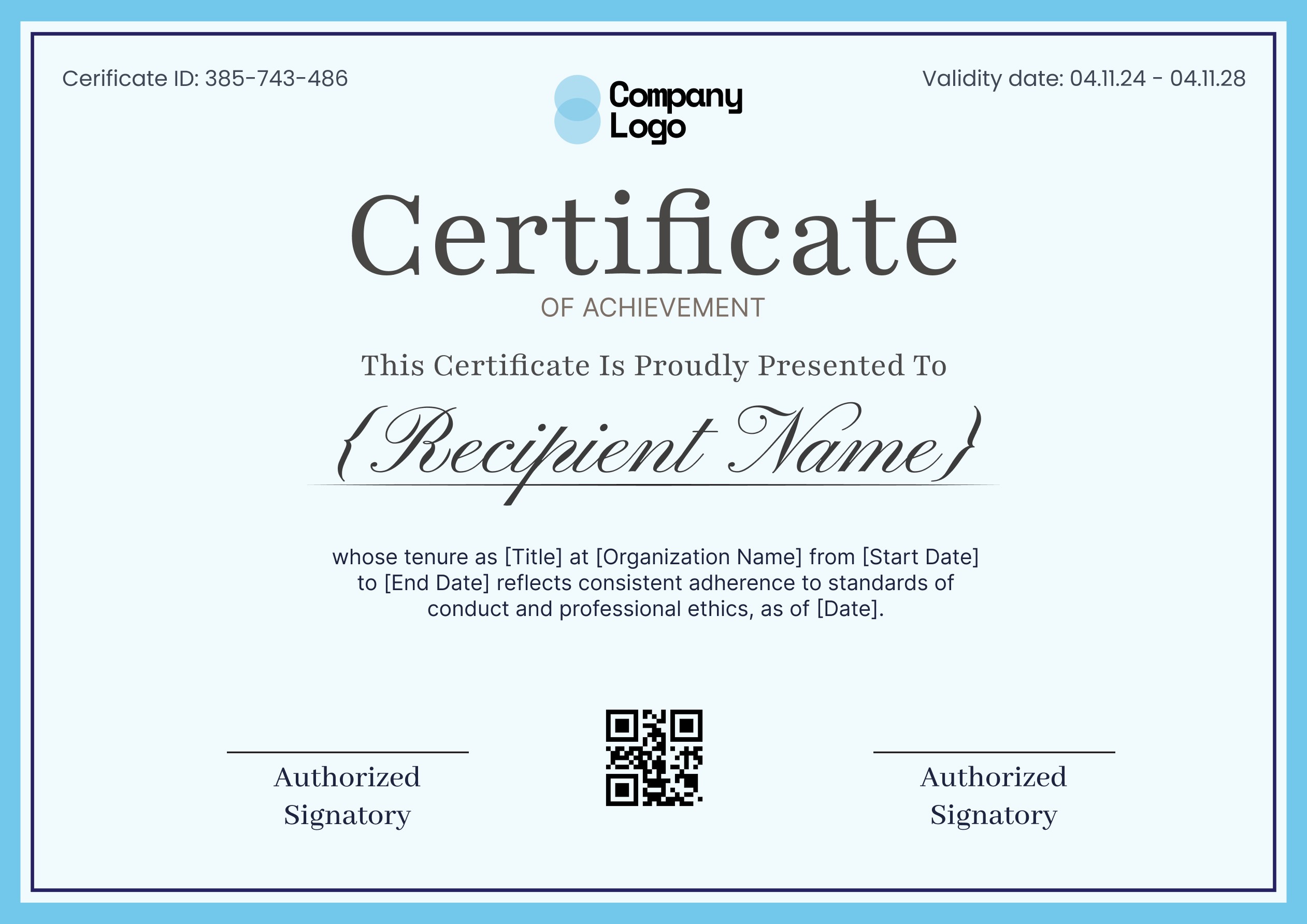Wauld - Official and professional certificate of good standing template