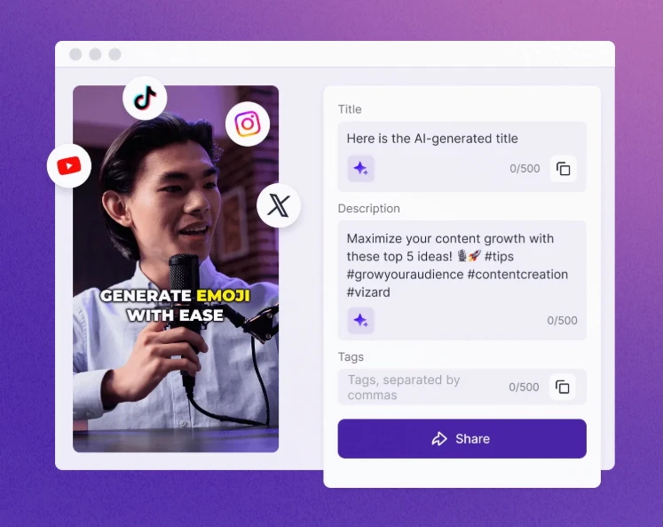 Vizard AI - Publication sur les réseaux sociaux