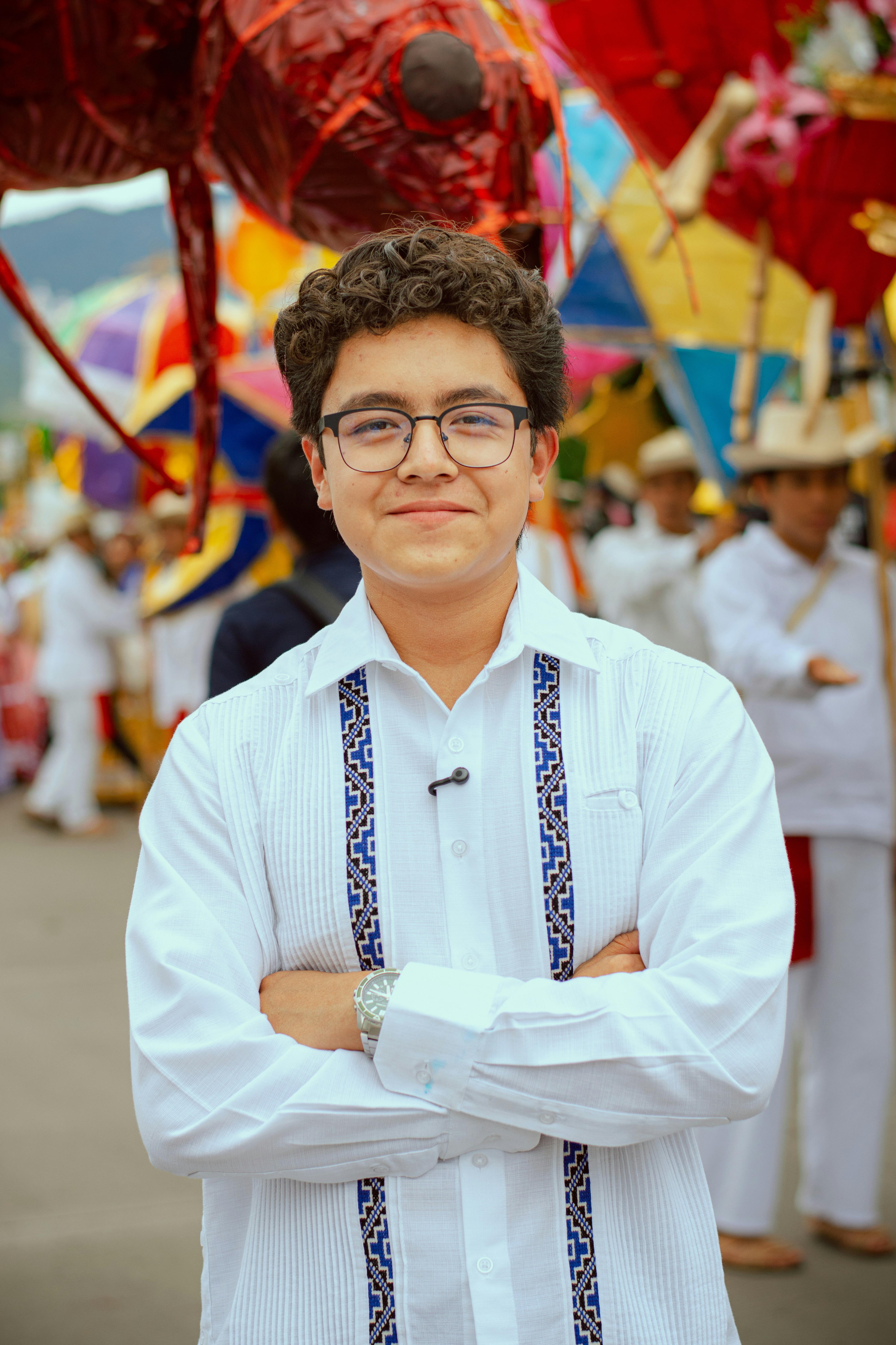 Young man in traditional clothing at a festival