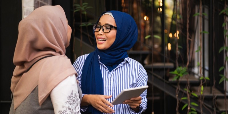 Two women having a discussion