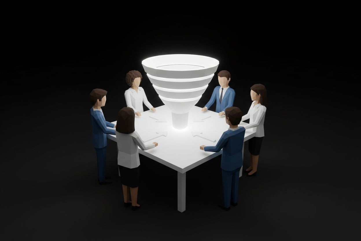 Marketing team working on lead funnel