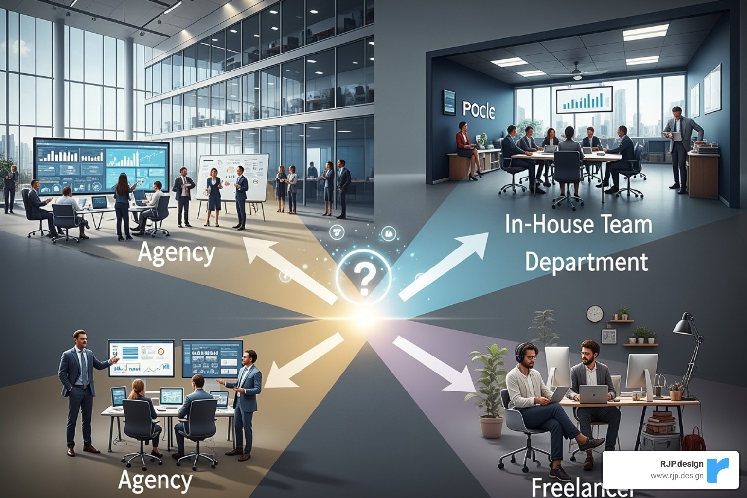table comparing Agency, In-House, and Freelancer on cost, expertise, scalability, and commitment - affordable digital marketing service