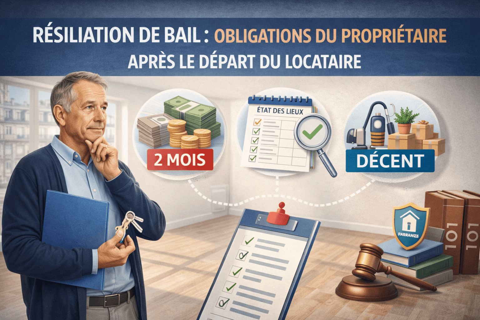 Résiliation de bail : obligations du propriétaire après le départ du locataire