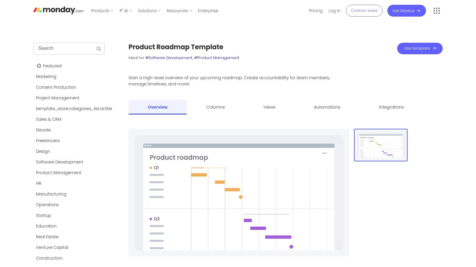 monday.com (Product Roadmap Template)