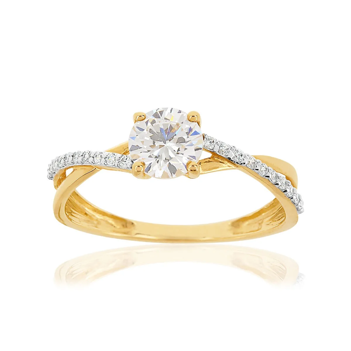 Bague en deux ors 375 sertie de oxydes de zirconium
