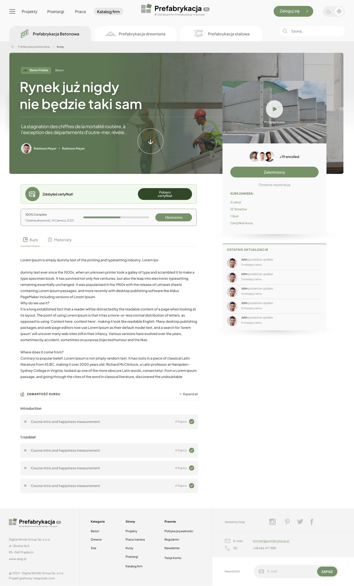 Makieta UX platformy B2B dla branży prefabrykacji – Sebastian Niesporek.