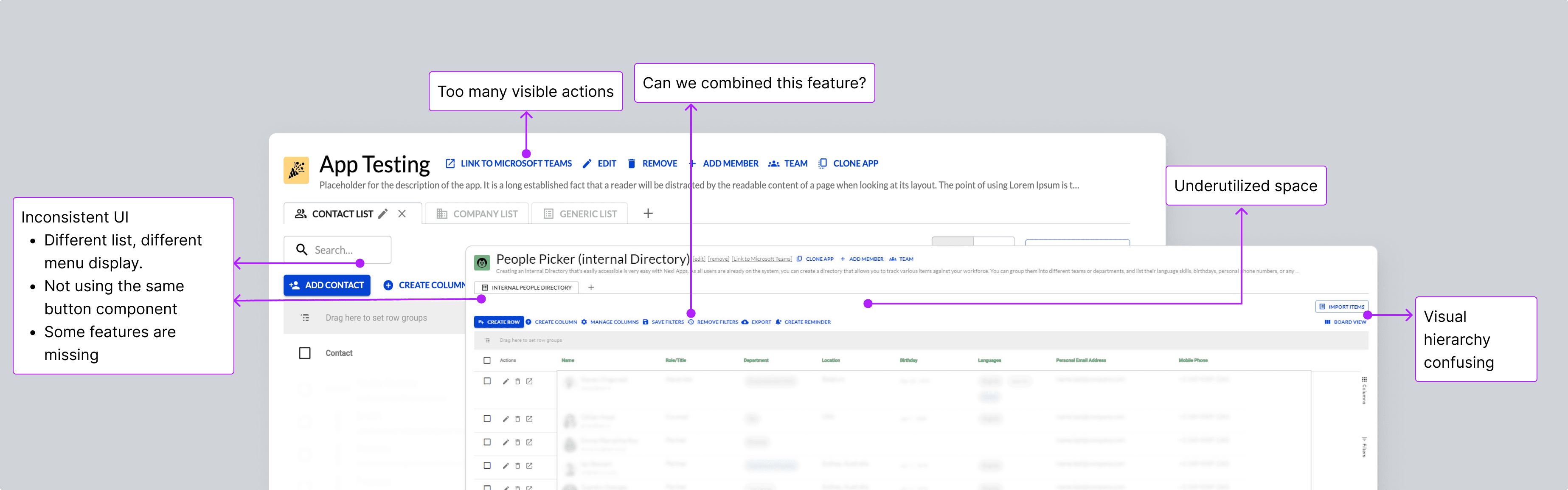 Showing inconsistent design from old version app