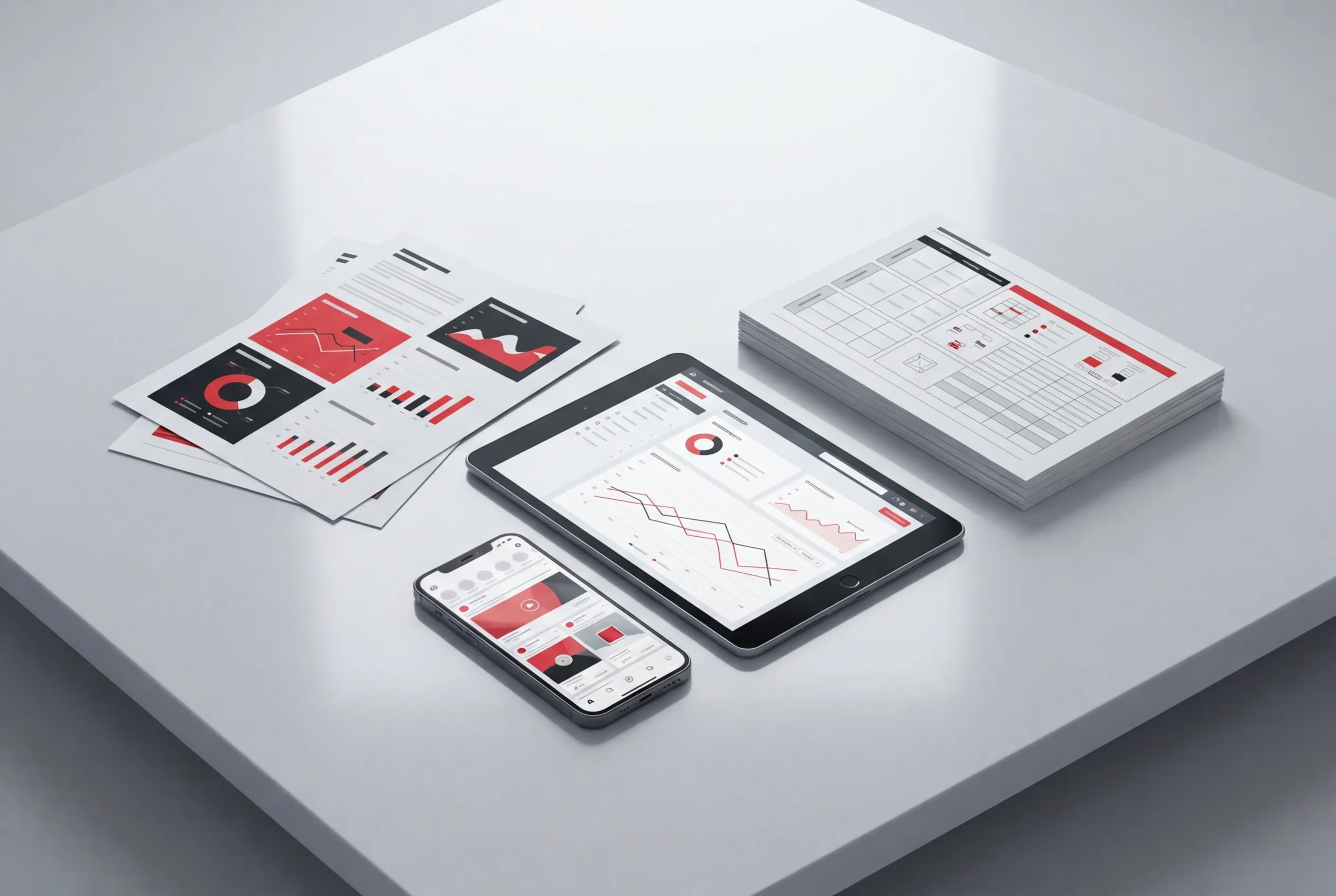 RockN' Socials Digital Marketing Agency tools: phone, tablet, reports.