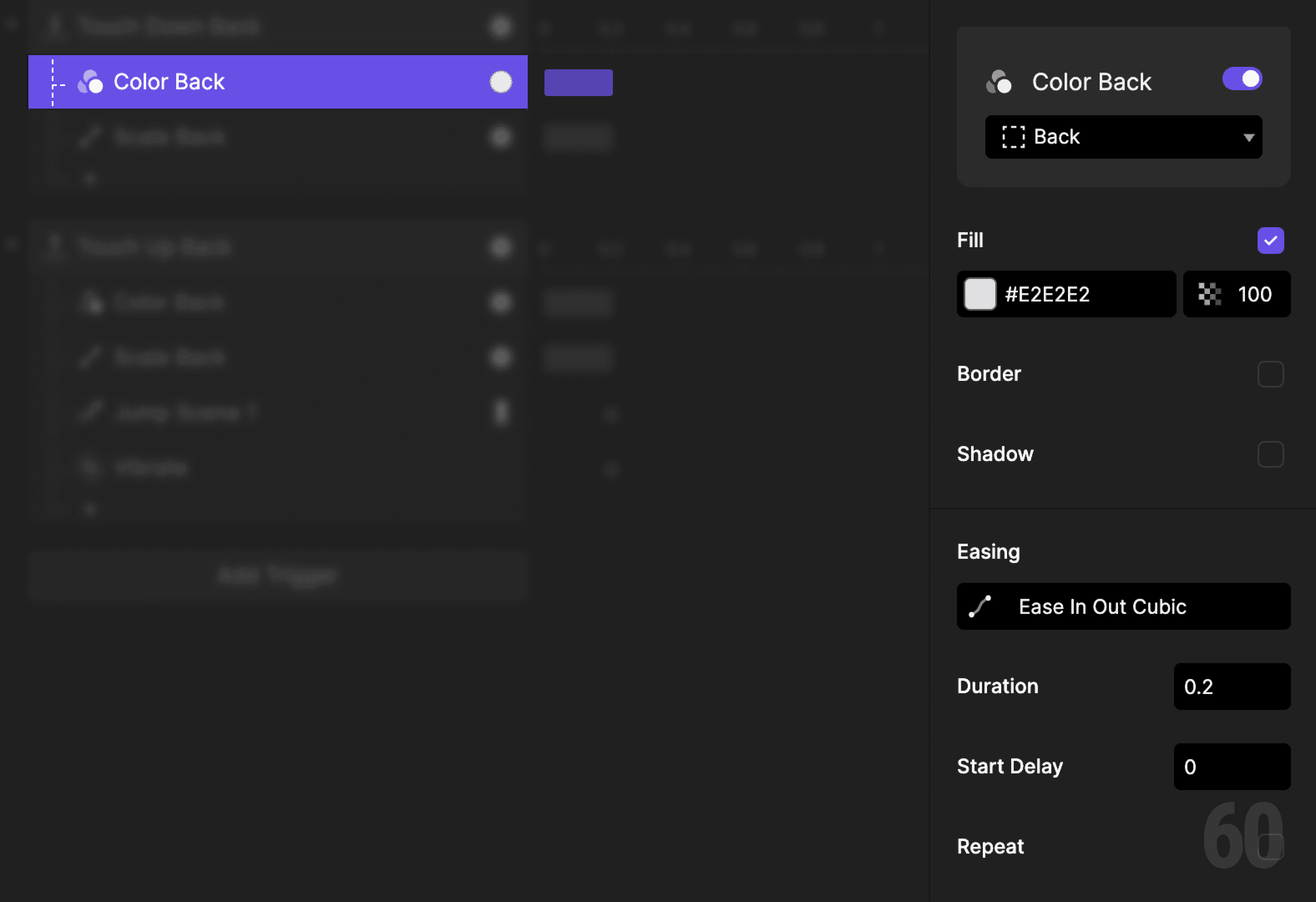 This is a screenshot of Step 10: Change back button opacity.