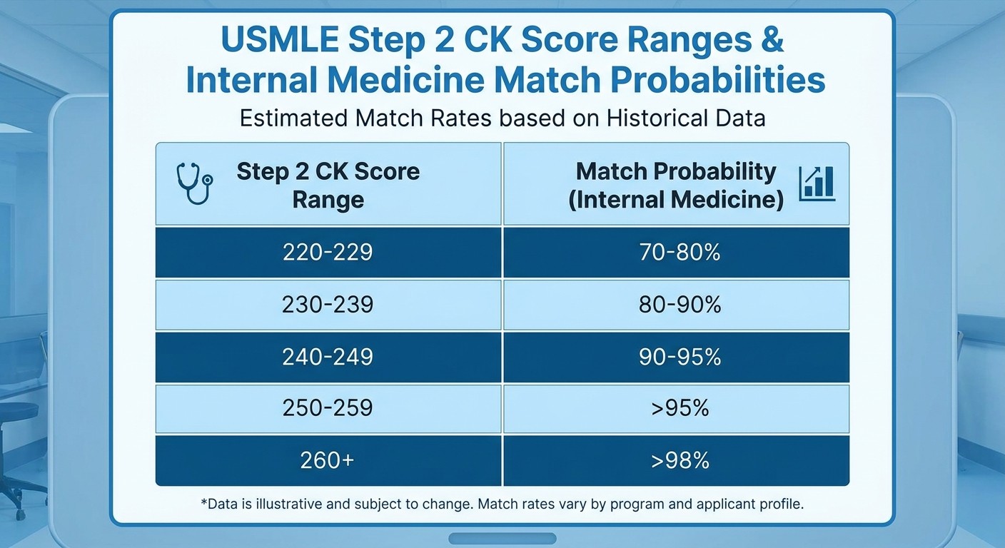 Step 2 CK Score Ranges and Match Rates Chart