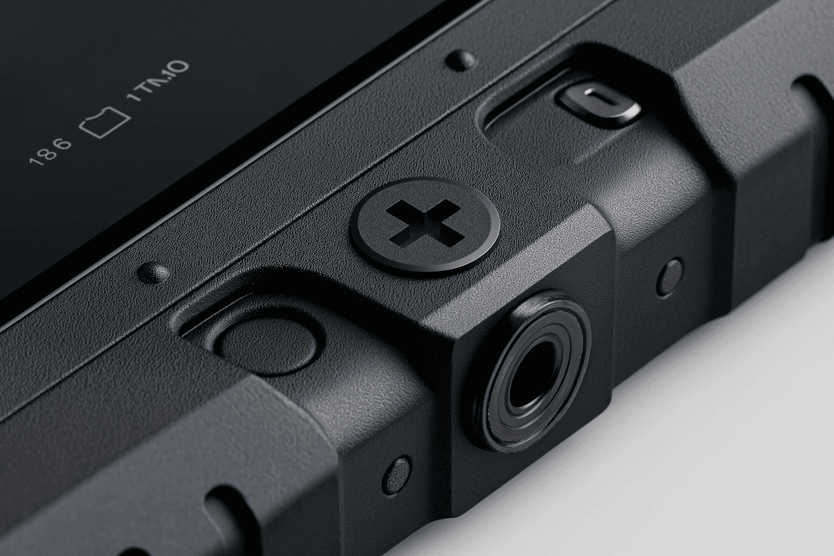 close-up of audio device controls