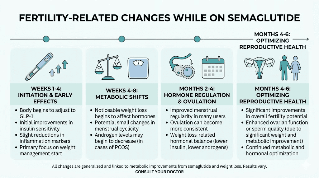 Semaglutide fertility changes timeline from first week through six months