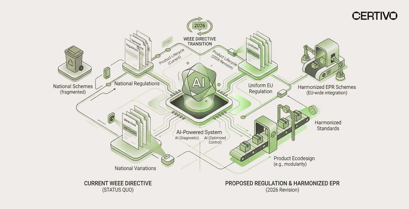 EU WEEE Directive revision 2026 comparison current directive versus proposed regulation with harmonized EPR