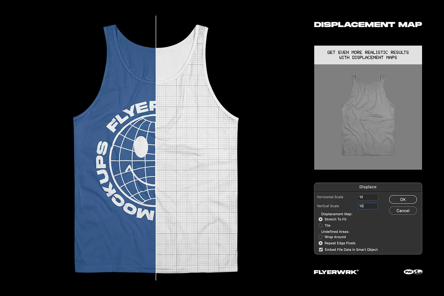 Bella+Canvas 3480 Tanktop Wrinkled mockup displacement map for realistic print effects