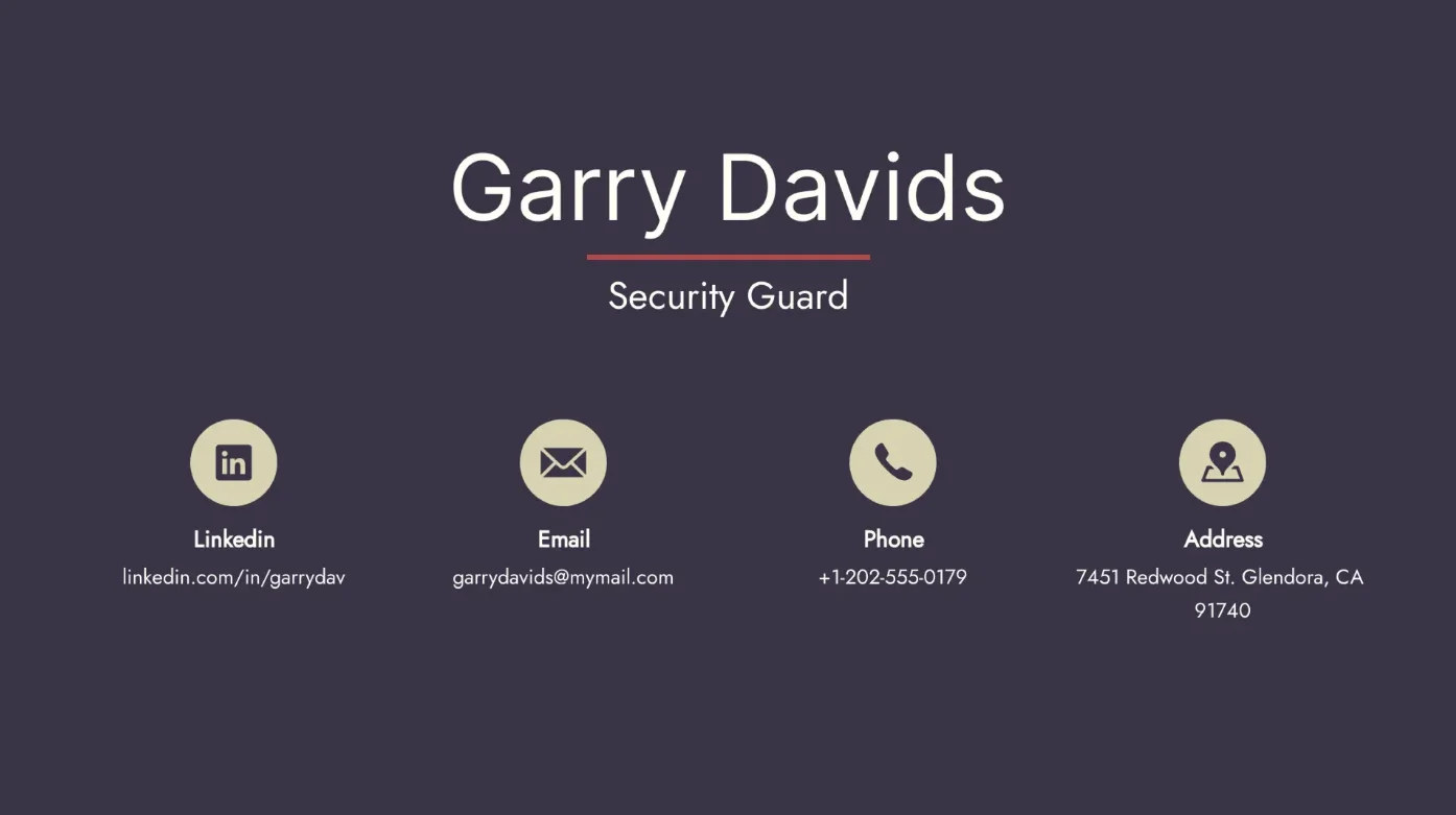 Security Guard Resume Template