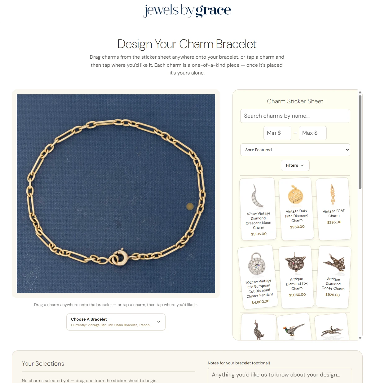 Bracelet builder with the charm sticker sheet and filters