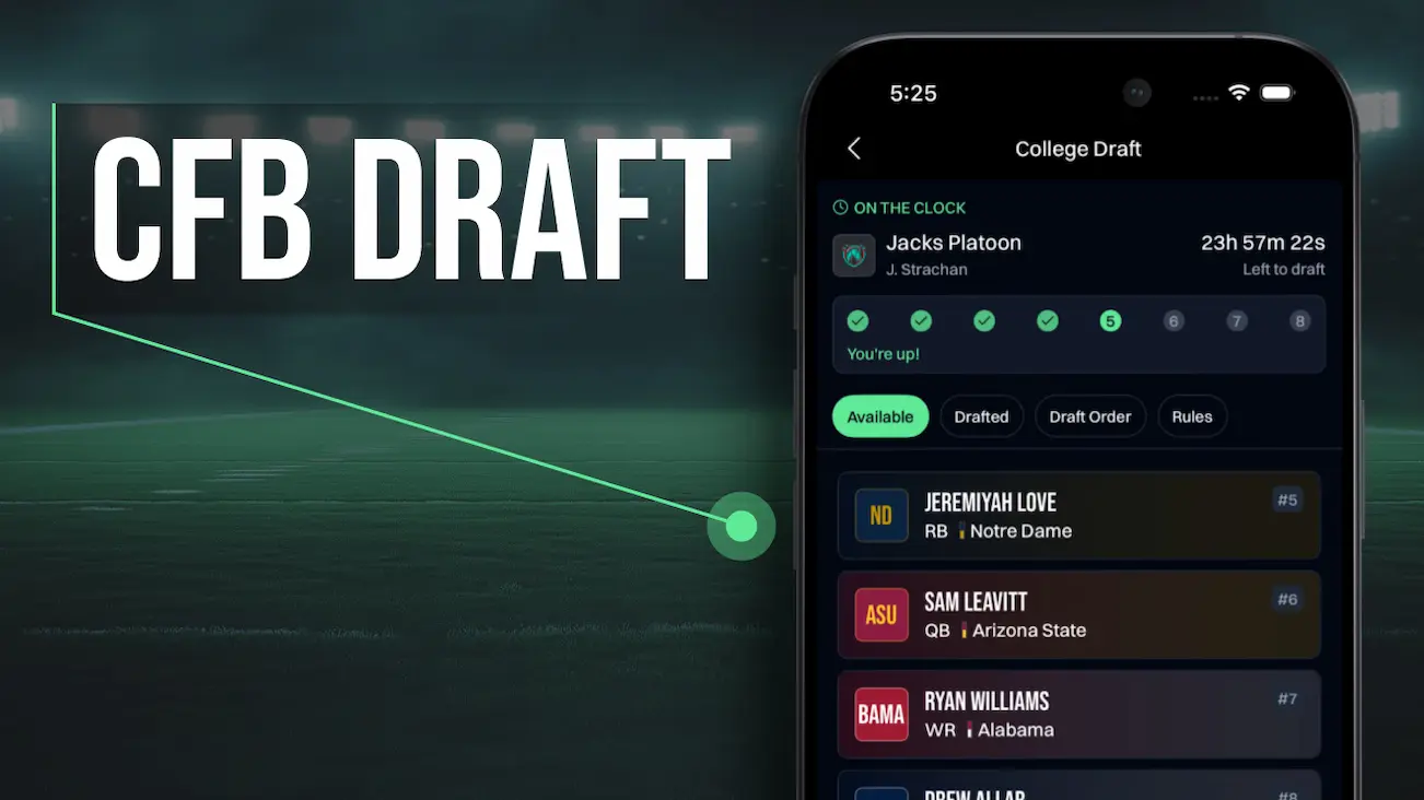 Franchise League Football feature showing College Draft screens