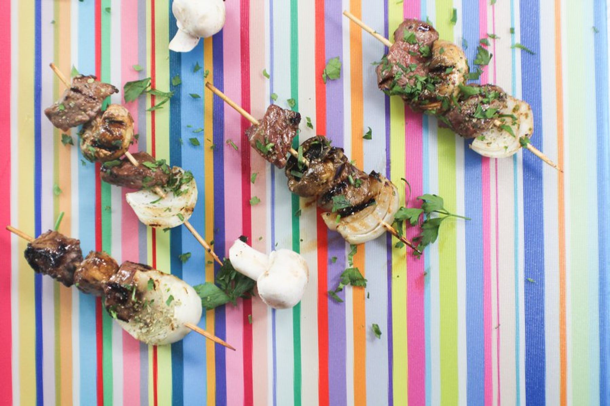 ready for grab steak mushroom skewers